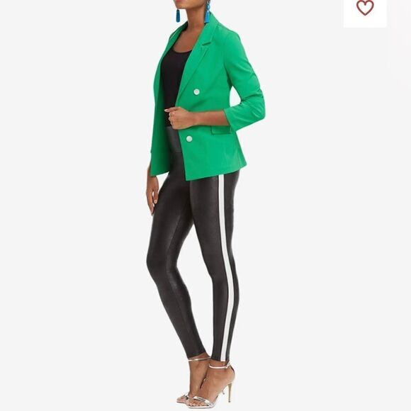 Spanx faux leather side stripe leggings small moto biker pants vegan edgy - Picture 4 of 7